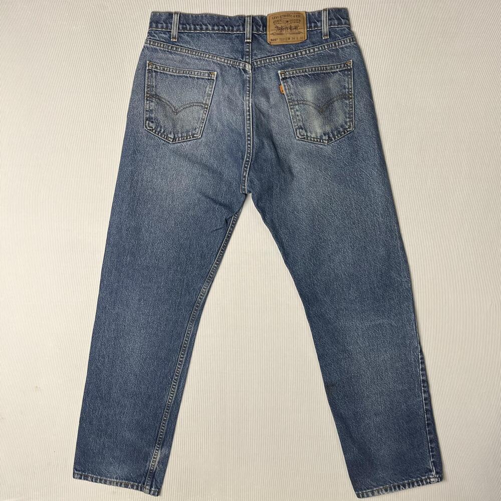 Vintage Levis 505 OrangeTabs Jeans 34x30 Blue Regular Fit Straight Leg Denim 90s